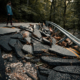 road falling apart after a natural disaster