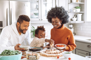 cooking a meal together