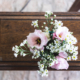 flowers on a post at a funeral