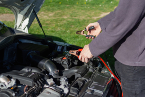 booster cables jump starting a car