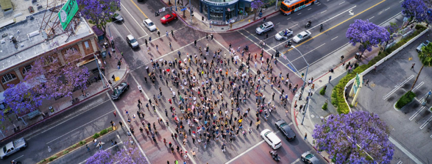 protesting in the streets gathering