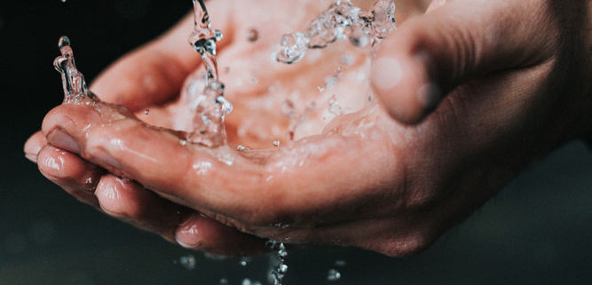 washing your hands with clean water