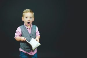 little boy who is surprised