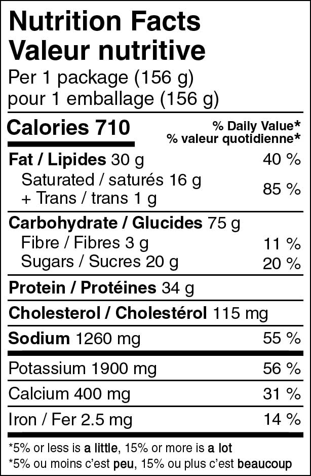 Alpine Aire Canada Creamy Beef and Noodles Nutritional Information