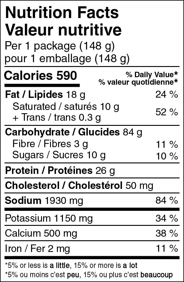 Alpine Aire Canada Forever Young Mac and Cheese Nutritional Information