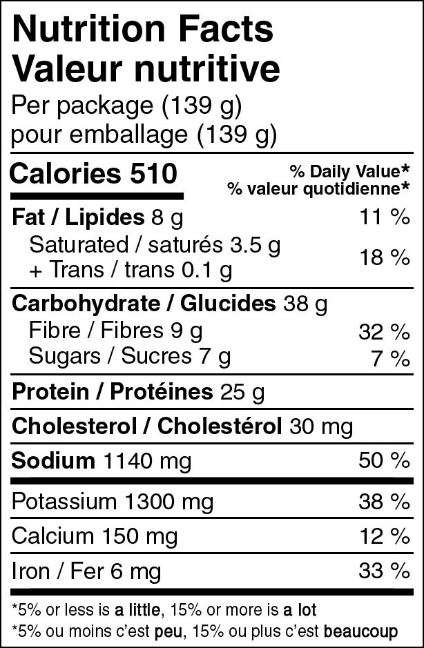 Alpine Aire Canada Rice and Bean Bowl with Beef Nutritional Information