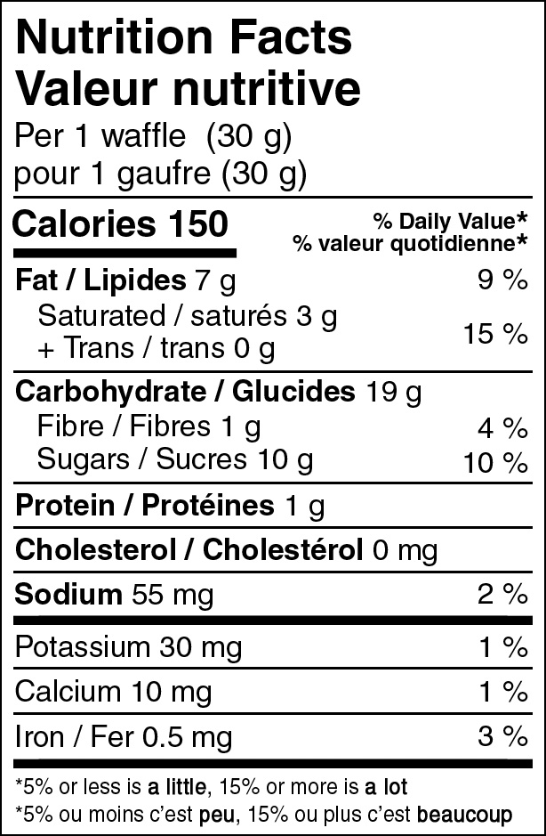 Honey Stinger Organic Waffle Vanilla Flavoured Nutritional Fact Table