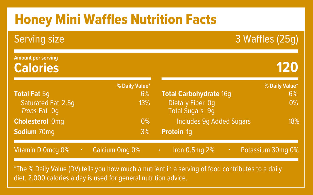 Honey Stinger Mini Waffles Honey Nutritional Fact Table