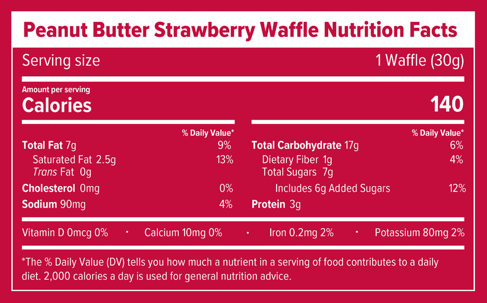 Honey Stinger Gluten Free Organic Waffle Peanut Butter Strawberry Nutritional Fact Table