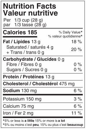 In Case Of Whole Egg Crystals Nutritional Label