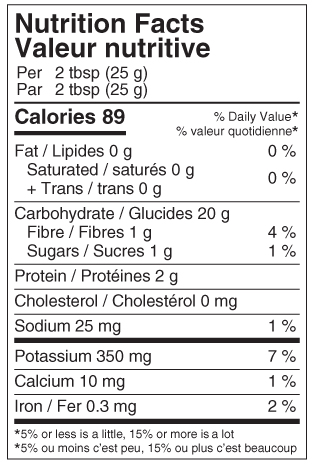 In Case Of Mashed Potato Granules Nutritional label
