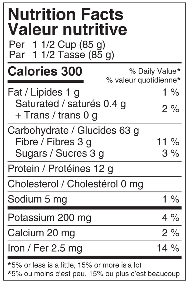 In Case Of Rotini Pasta Nutritional label