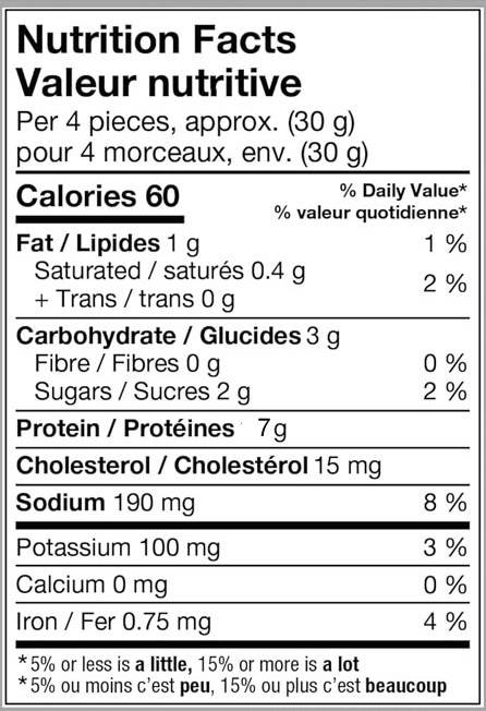 McSweeney's Korean BBQ Nutritional Fact Table