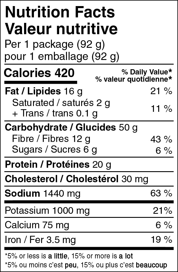 Mountain House Canada Beef Stew Nutritional and Ingredient information listing