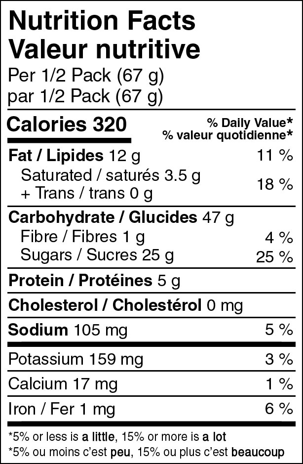 Peak Refuel Peanut Butter Chocolate Chip Cookie Bites Nutritional Fact Table