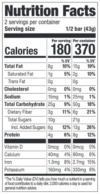 Probar Superfruit Slam Nutritional Fact Table