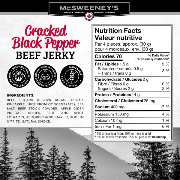McSweeney Beef Jerky 70 g pouch - Peppered