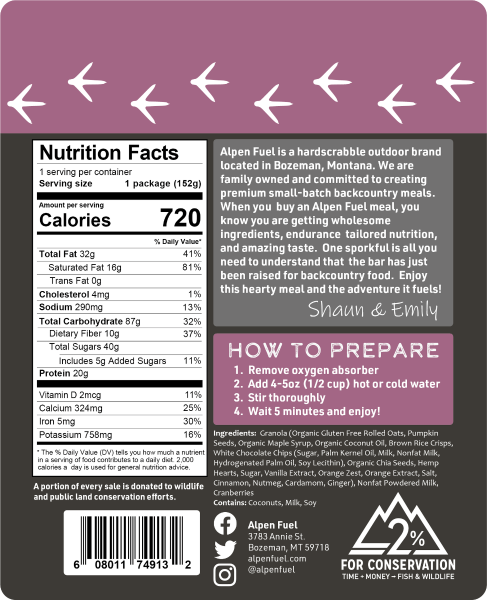 Cranberry White Chocolate Breakfast Granola (Alpen Fuel Pouch)