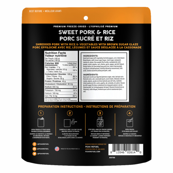 Sweet Pork & Rice Meal - Peak Refuel